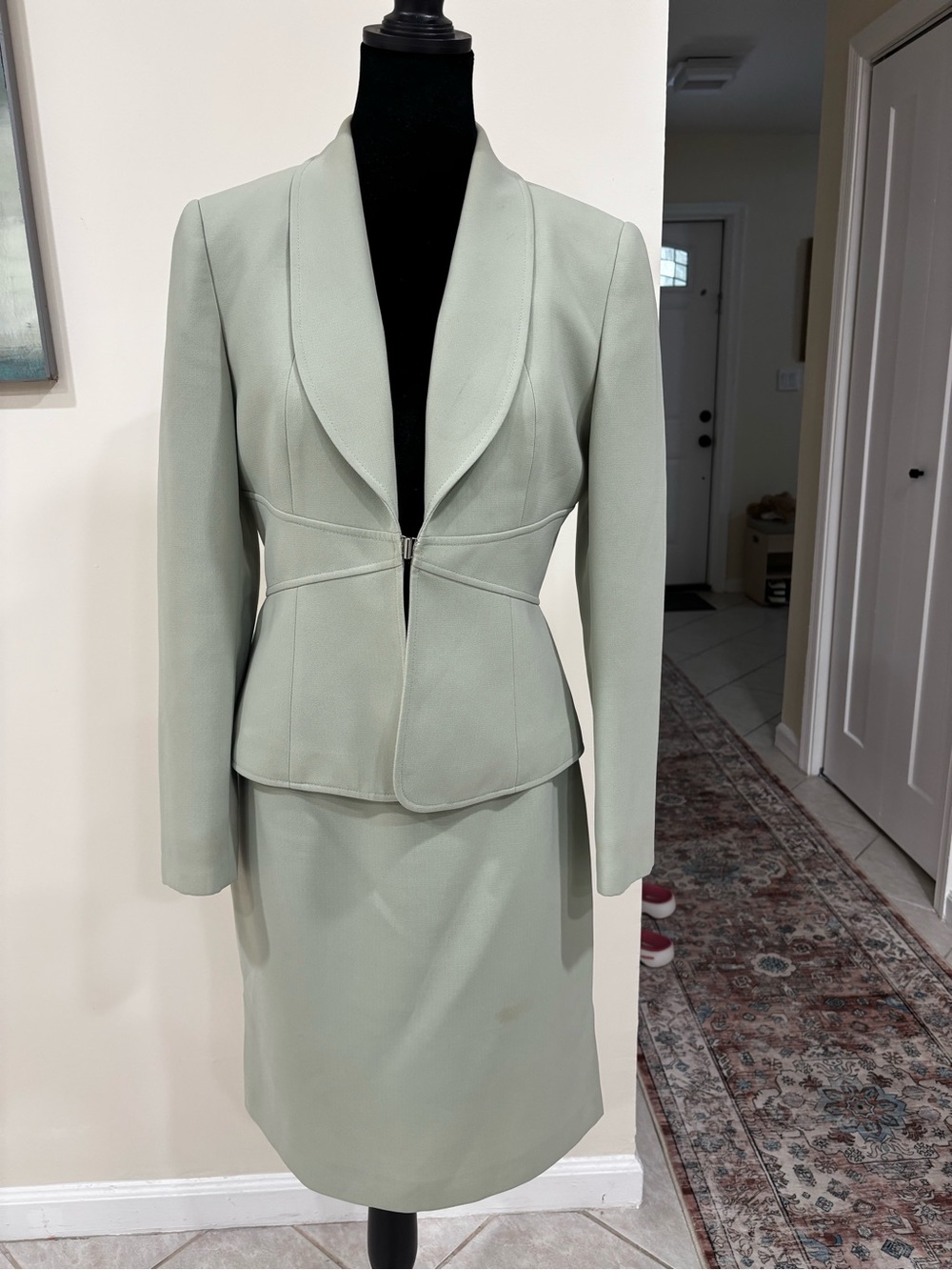 Tahari Sage Green Tailored Blazer and Pencil Skirt